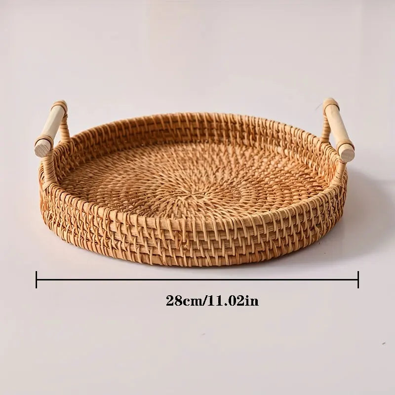 Handwoven Rattan Tray, Eco-Friendly Organizer