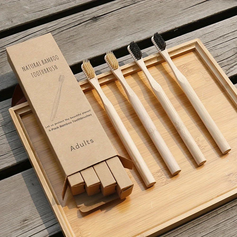 Wooden Cylindrical Bamboo Toothbrushes