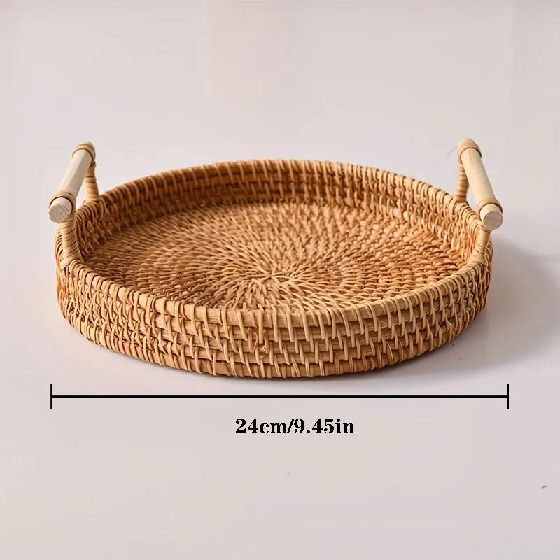 Handwoven Rattan Tray, Eco-Friendly Organizer