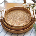 Handwoven Rattan Tray, Eco-Friendly Organizer