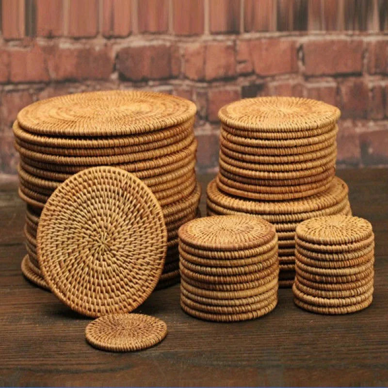 Handmade Rattan Mat Set Anti-hot Cup