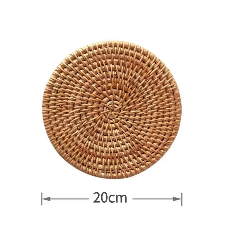 Handmade Rattan Mat Set Anti-hot Cup