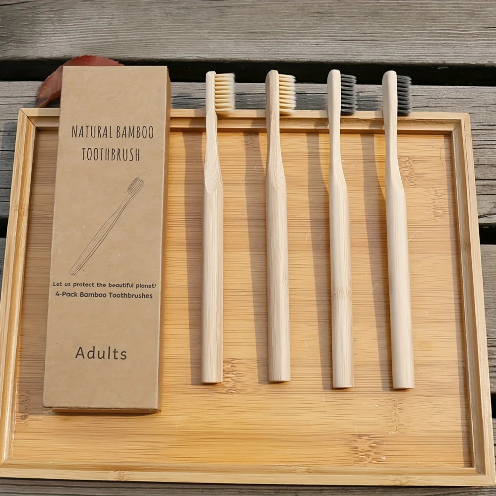 Wooden Cylindrical Bamboo Toothbrushes