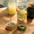 Large Glass Water Bottle with Time Scale