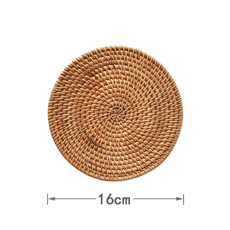 Handmade Rattan Mat Set Anti-hot Cup