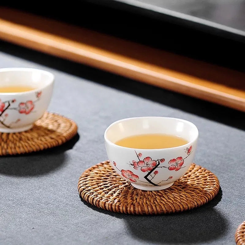 Handmade Rattan Mat Set Anti-hot Cup